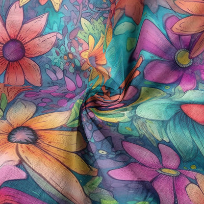 Colorful Hippie Flowers Patterns Hawaii Shirt, Groovy Floral Pattern Hawaiian Shirt for Men Women