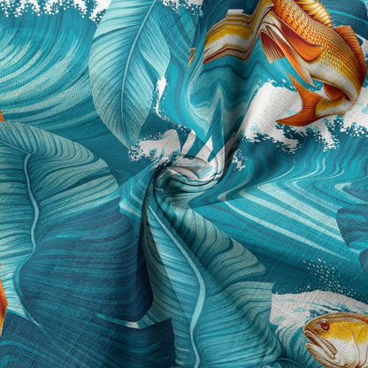 Koi Fish Hawaiian Ocean Shirt, hawaiian vacation drumfish family matching