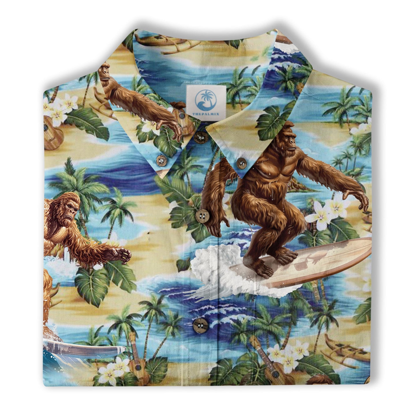 Bigfoot Tropical Hawaiian Shirt, Bigfoot Button-Up Shirt, Sasquatch Bigfoot Shirt, Summer Beach Shirt