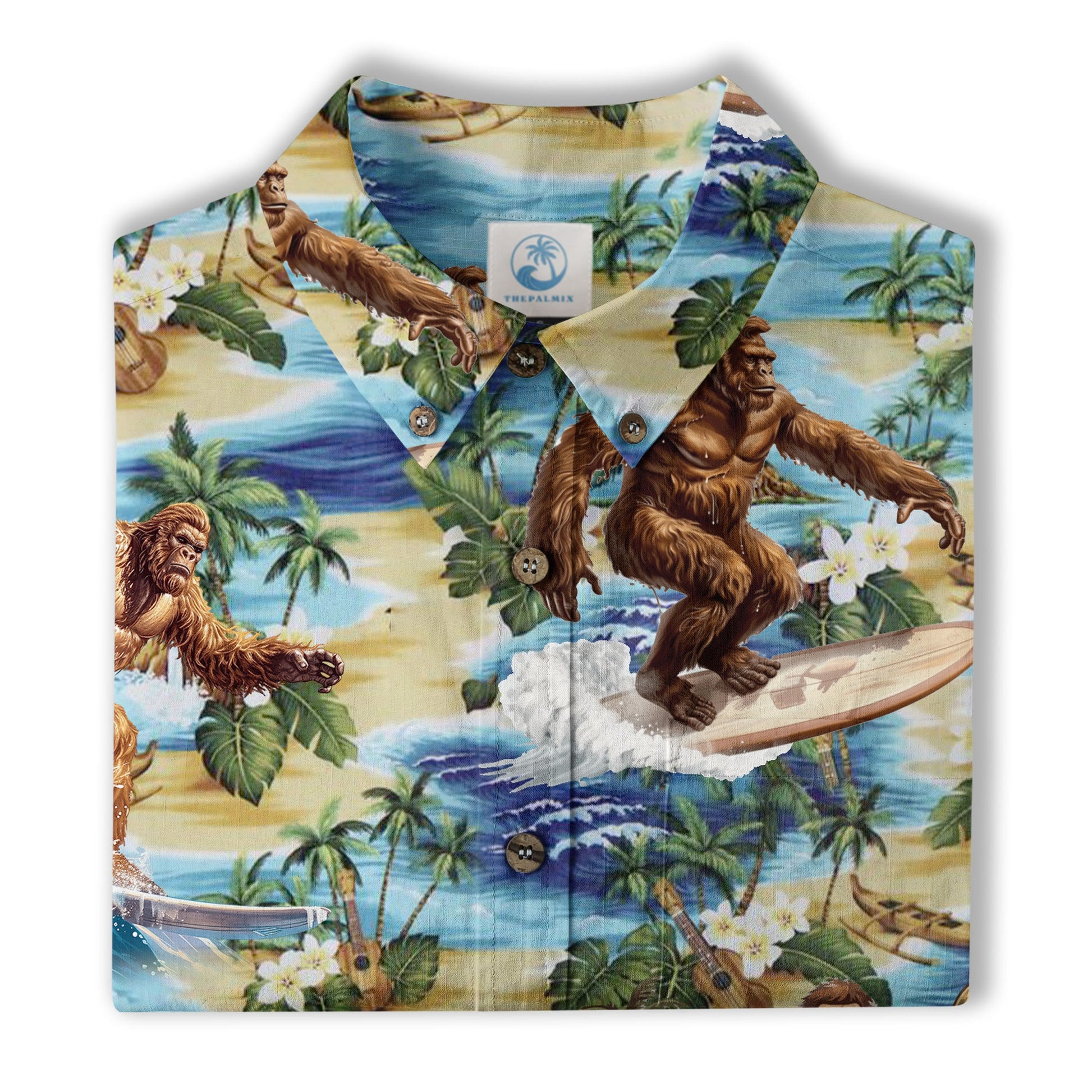 Bigfoot Tropical Hawaiian Shirt, Bigfoot Button-Up Shirt, Sasquatch Bigfoot Shirt, Summer Beach Shirt