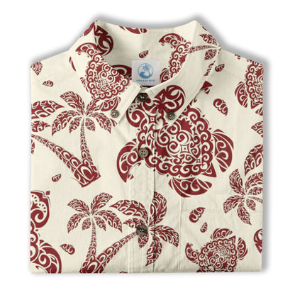 Turtle Beach Summer Button Down Hawaiian Shirt, Hawaii Pattern Shirt