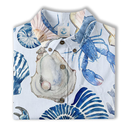 Vintage Ocean Print Hawaiian Shirts for Men Women, Sea Animal Aloha Summer Beach Shirt
