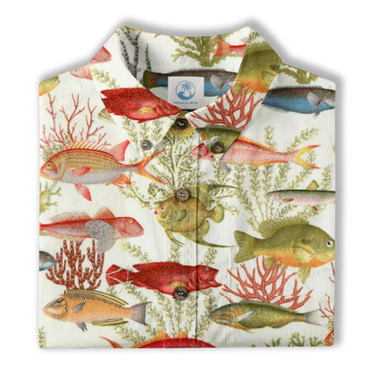 Sea Hawaiian Shirts for Men Women, Sea Animal Aloha Summer Beach Shirt Short Sleeve Button Down