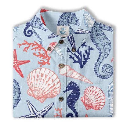 Ocean Animals Women's Hawaiian Shirt, Ocean Aloha Hawaiian Print