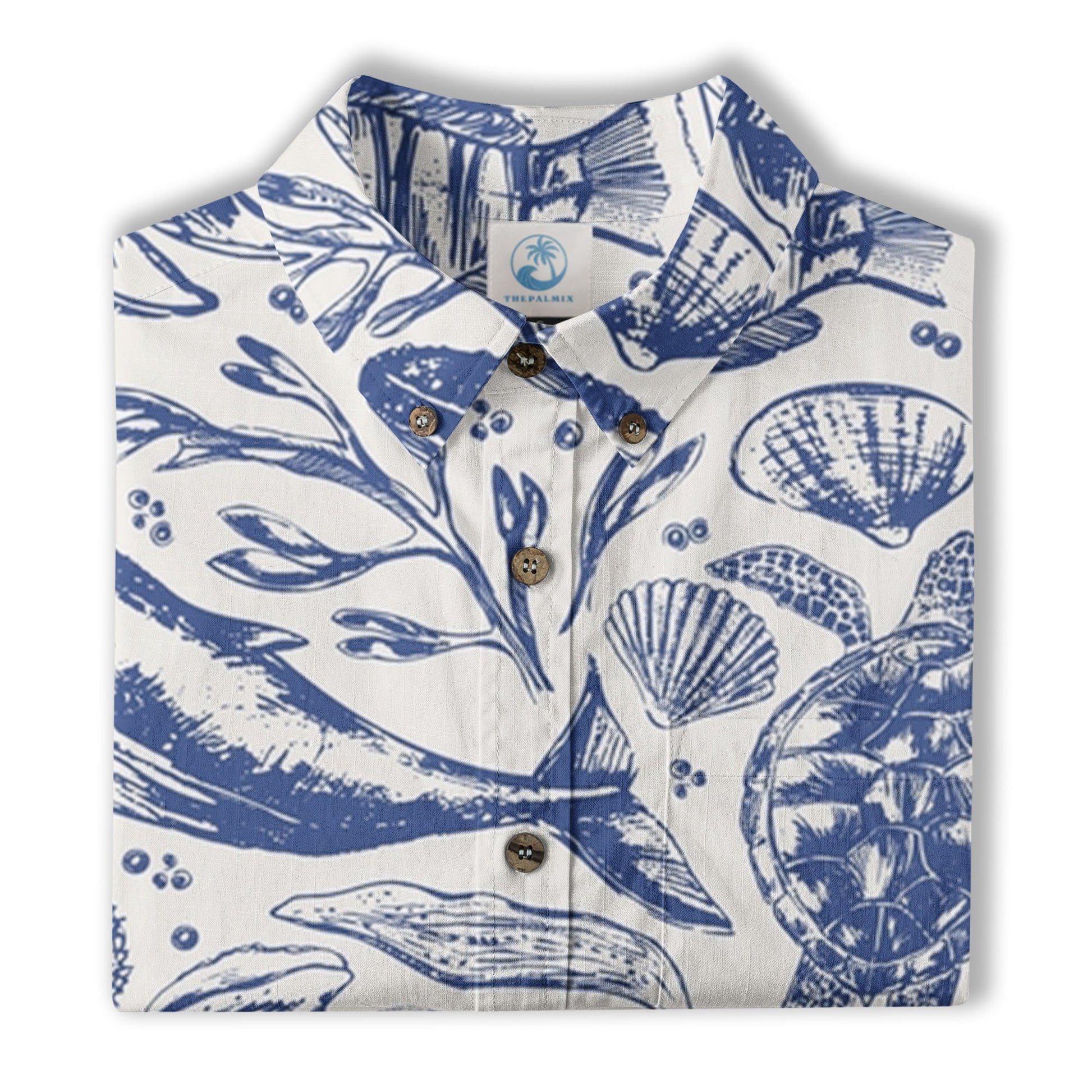 Ocean Animals Women's Hawaiian Shirt, Ocean Aloha Hawaiian Print