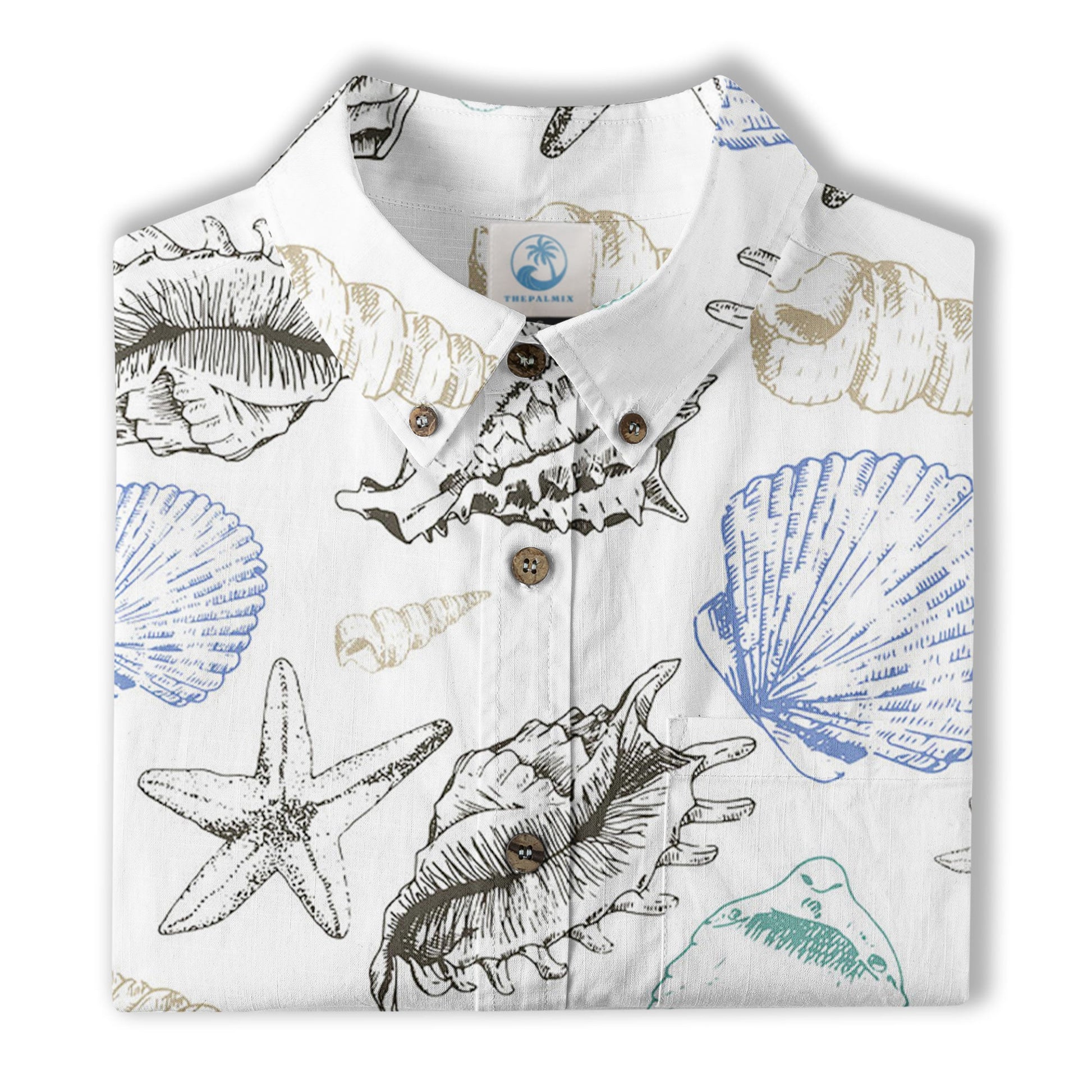 Sea Shells Animal Pattern Hawaii Shirt, Turtle Hawaiian Shirt for Men Women