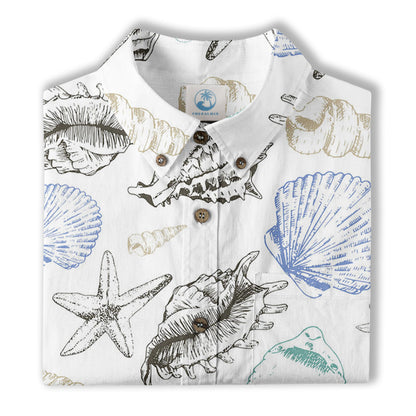 Sea Shells Animal Pattern Hawaii Shirt, Turtle Hawaiian Shirt for Men Women