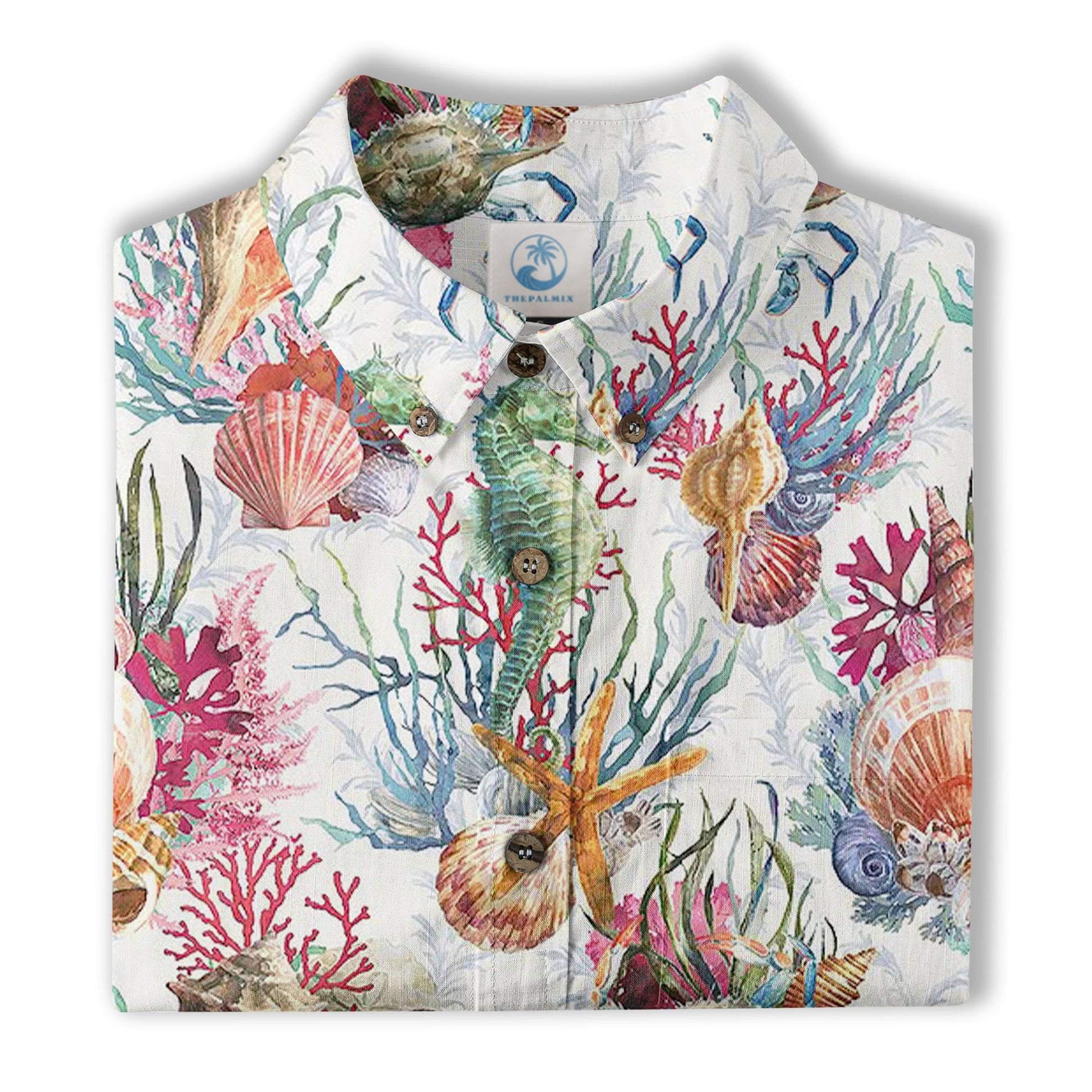 Ocean Animals Hawaiian Button Up Shirt, Sea Hawaii Shirt