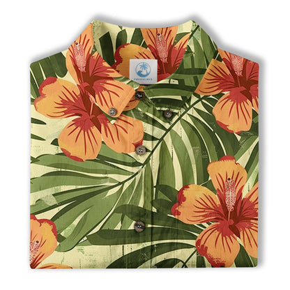 Vintage Aloha Flower Hawaii Shirt, Floral Pattern Hawaiian Shirt for Men
