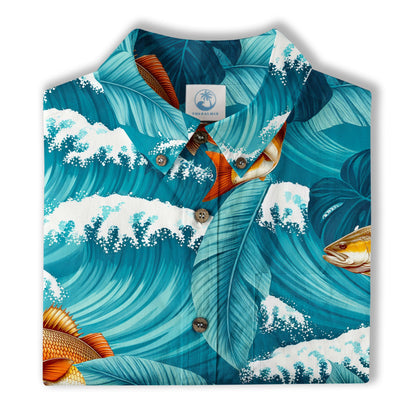 Koi Fish Hawaiian Ocean Shirt, hawaiian vacation drumfish family matching