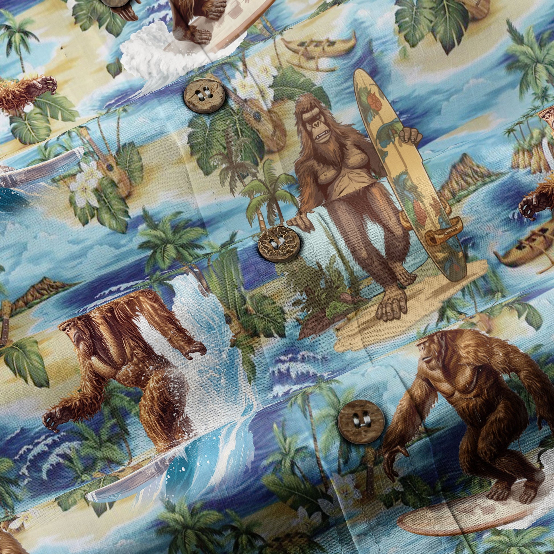 Bigfoot Tropical Hawaiian Shirt, Bigfoot Button-Up Shirt, Sasquatch Bigfoot Shirt, Summer Beach Shirt