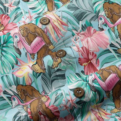Bigfoot Tropical Hawaiian Shirt, Bigfoot Button-Up Shirt, Sasquatch Bigfoot Shirt, Summer Beach Shirt