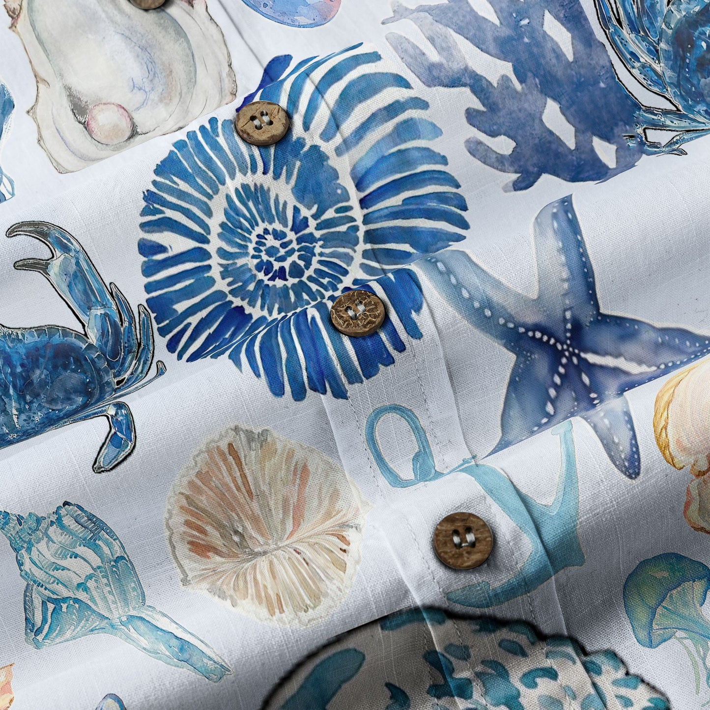 Vintage Ocean Print Hawaiian Shirts for Men Women, Sea Animal Aloha Summer Beach Shirt