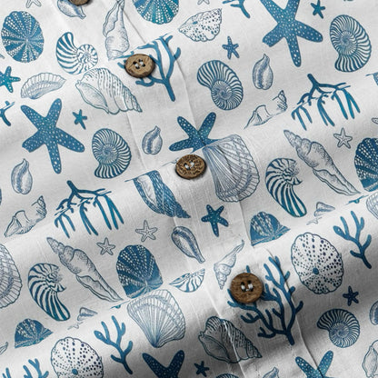 Sea Hawaiian Shirts for Men Women, Sea Animal Aloha Summer Beach Shirt Short Sleeve Button Down