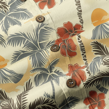 Retro Hibiscus Flowers Aloha Hawaii Shirt, Floral Hawaiian Button Up Shirt