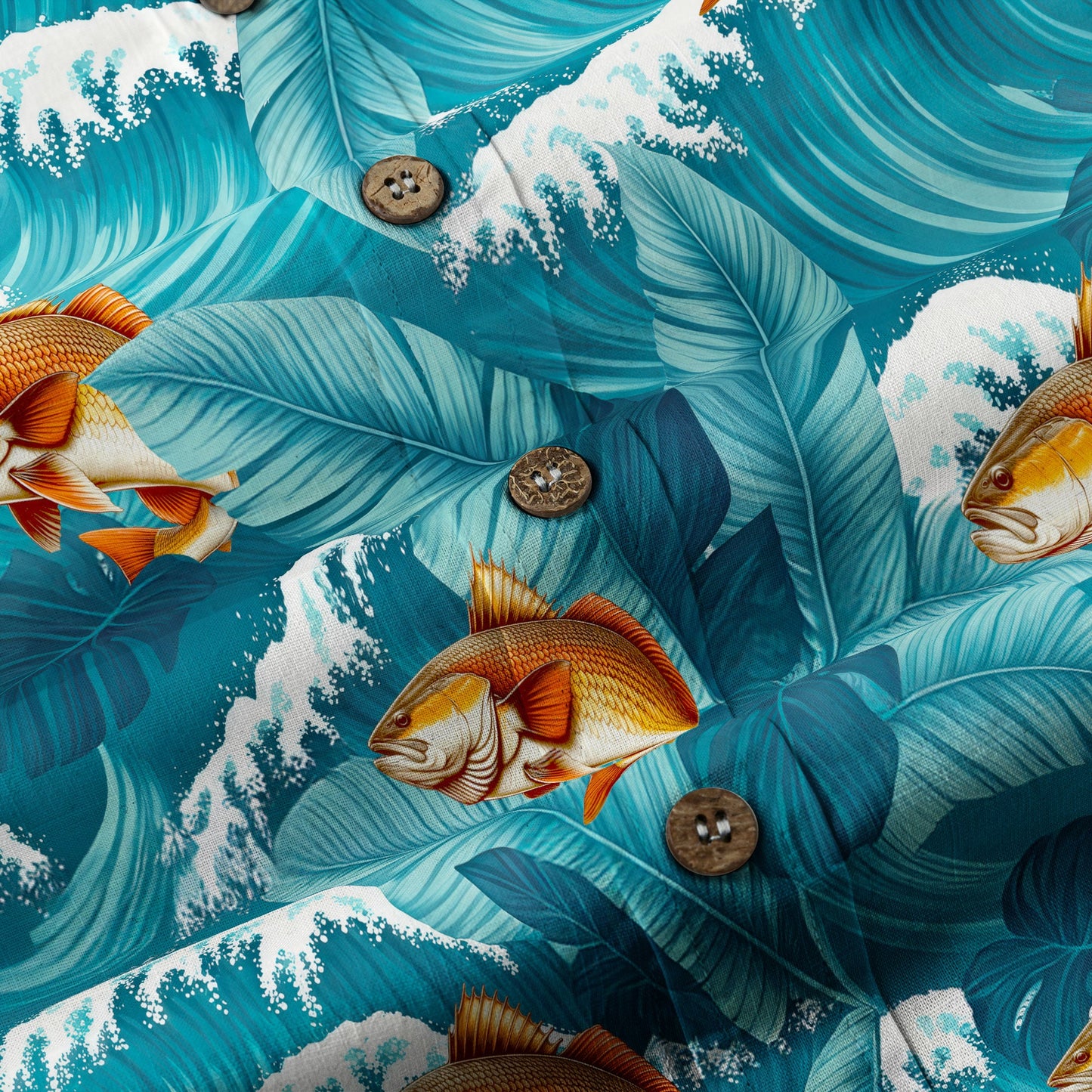 Koi Fish Hawaiian Ocean Shirt, hawaiian vacation drumfish family matching