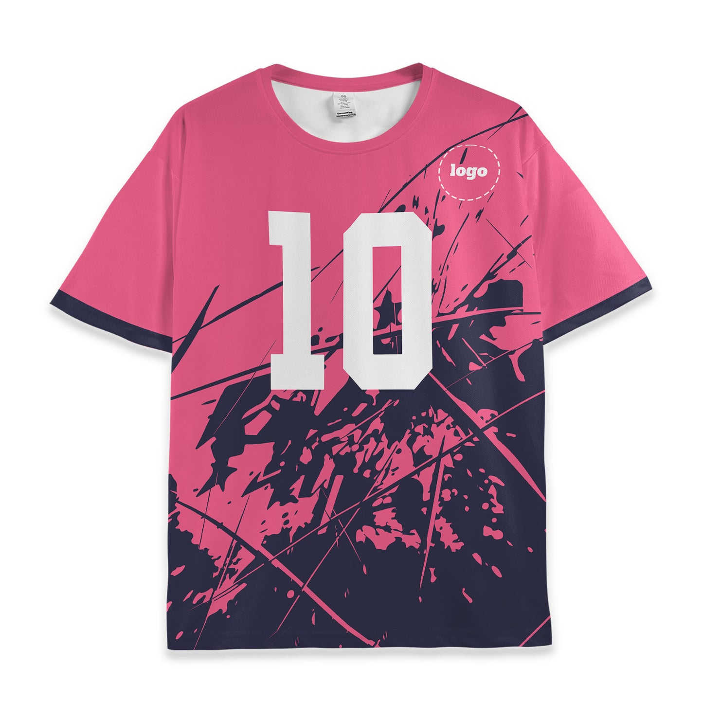 Custom Team Abstract Pink and Navy Pattern Soccer Jersey