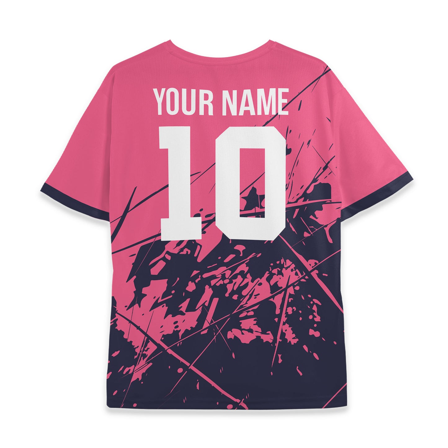 Custom Team Abstract Pink and Navy Pattern Soccer Jersey