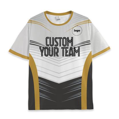 Custom Team Futurist White and Gold Soccer Jersey