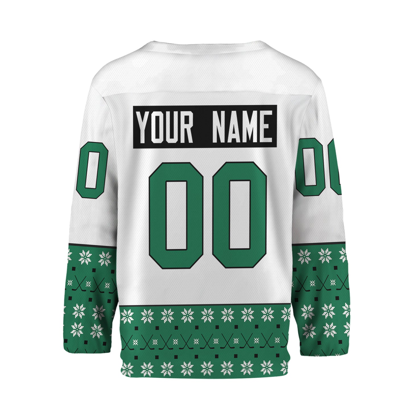 Personalize Christmas Hockey Noel Awesome Green And White Hockey Jersey