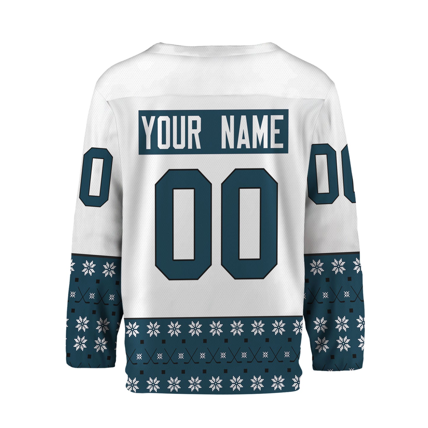 Personalize Christmas Hockey Noel Awesome Navy And White Hockey Jersey