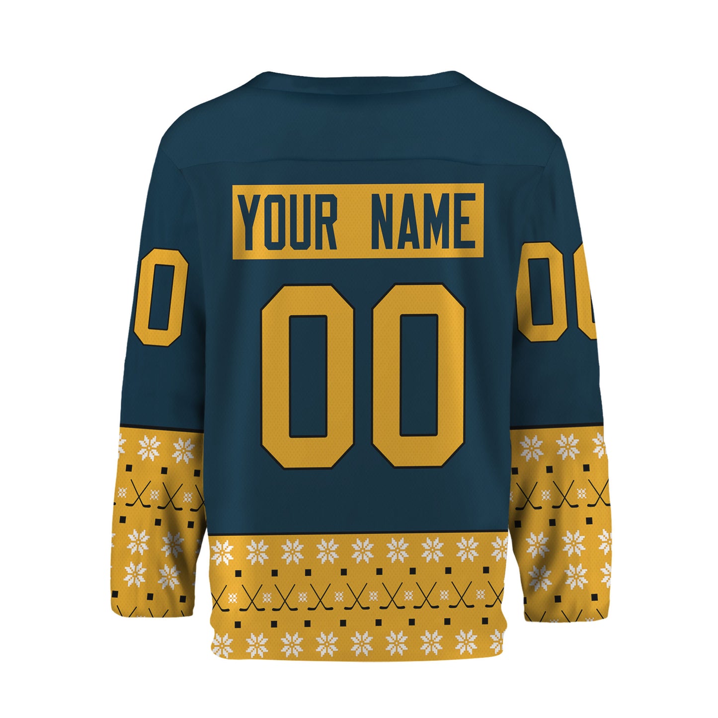 Personalize Christmas Hockey Noel Awesome Navy And Yellow Hockey Jersey