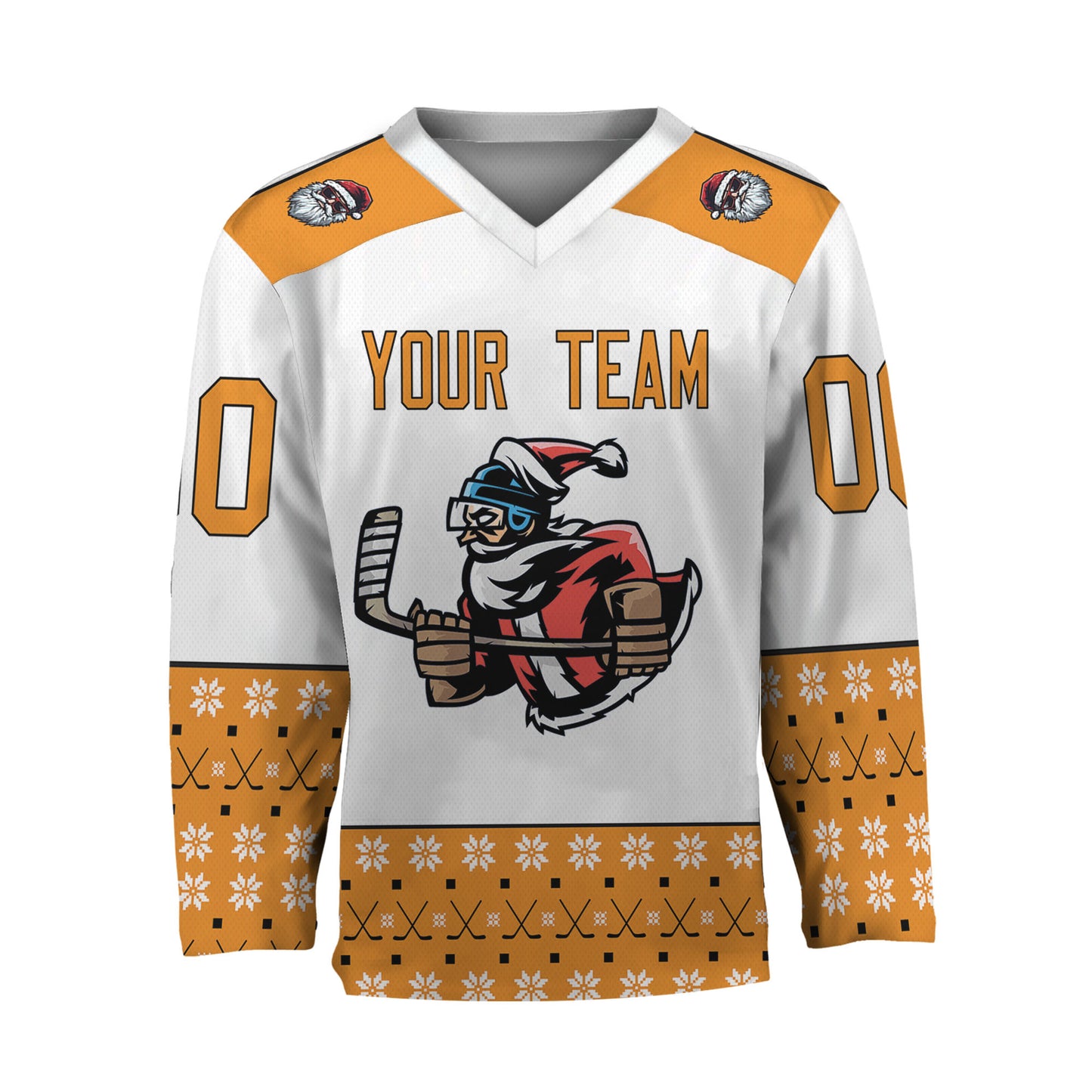 Personalize Christmas Hockey Noel Awesome Orange And White Hockey Jersey