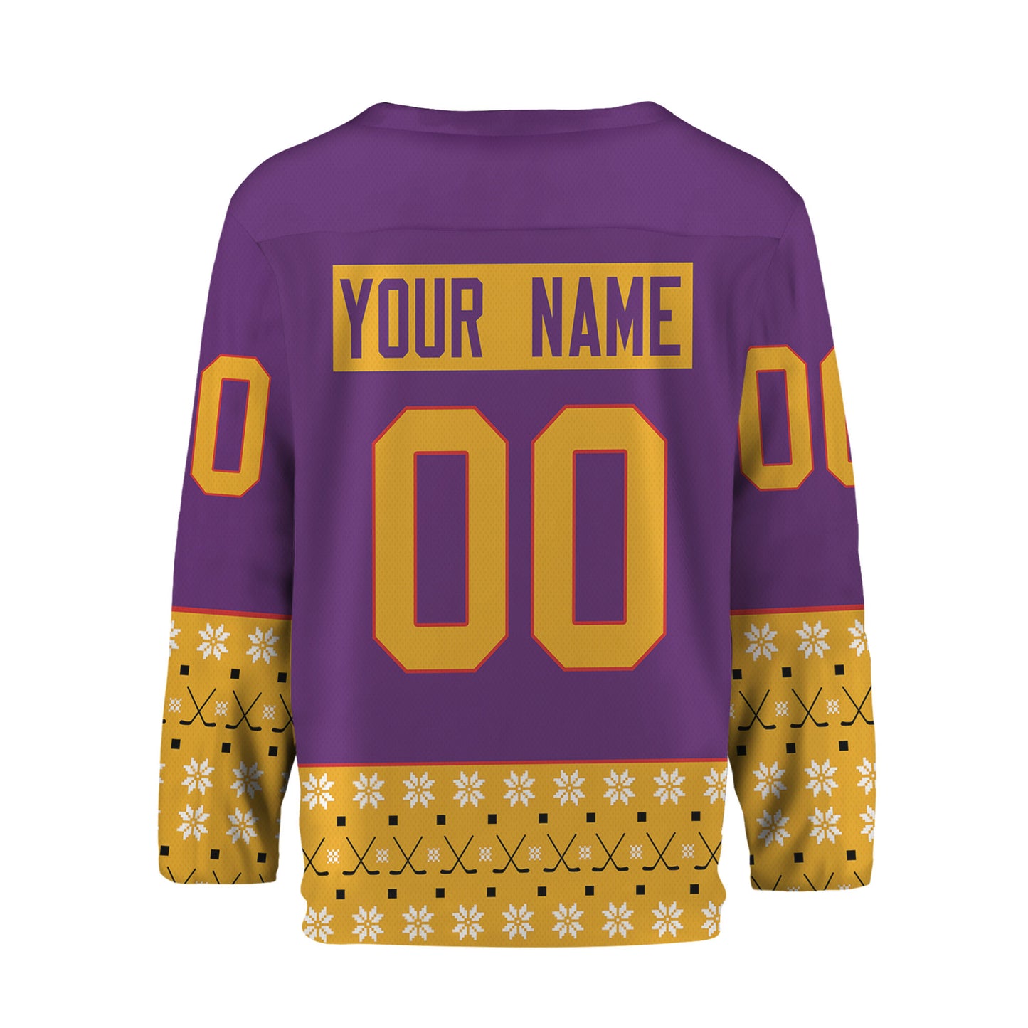 Personalize Christmas Hockey Noel Awesome Purple And Yellow Hockey Jersey