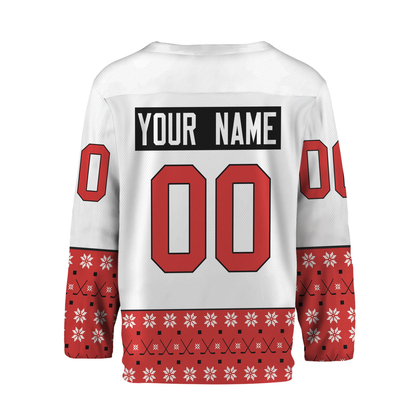 Personalize Christmas Hockey Noel Awesome Red and White Hockey Jersey