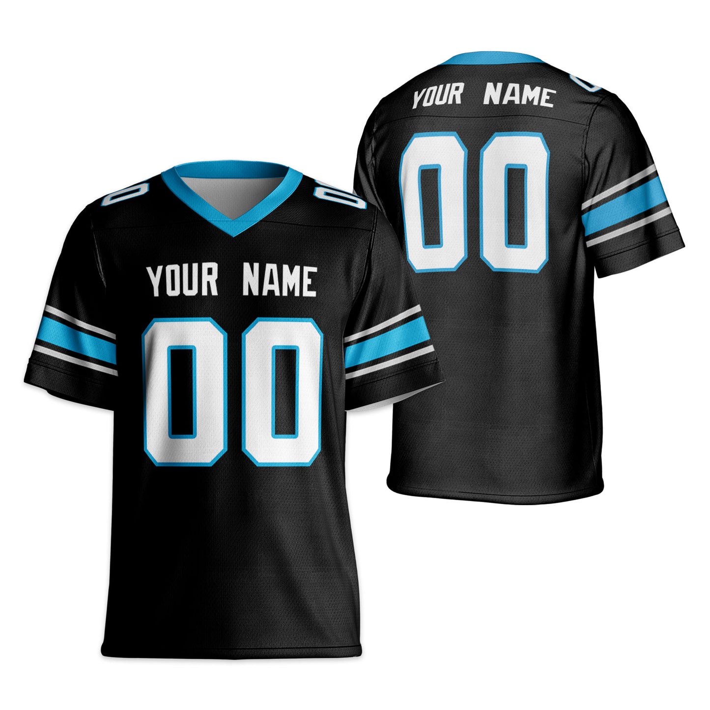 Personalize Football Team Name And Number Basic Black Blue Jersey