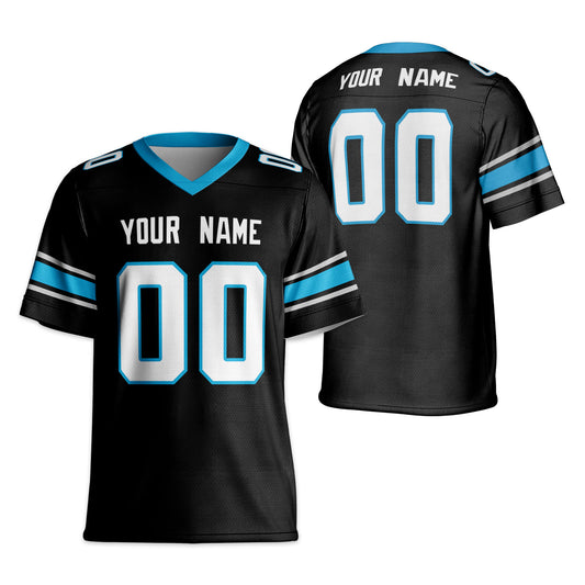 Personalize Football Team Name And Number Basic Black Blue Jersey
