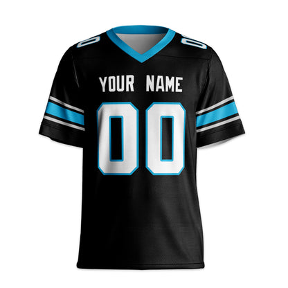 Personalize Football Team Name And Number Basic Black Blue Jersey