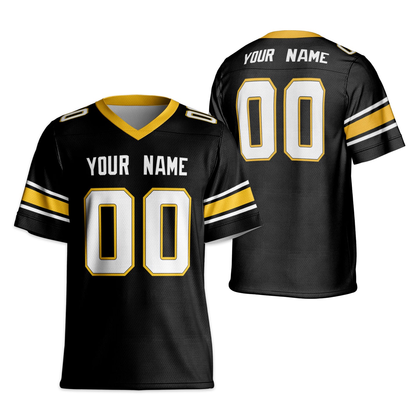 Personalize Football Team Name And Number Basic Black Yellow Jersey