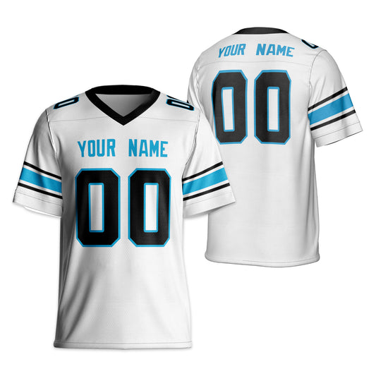 Personalize Football Team Name And Number Basic White Blue Football Jersey