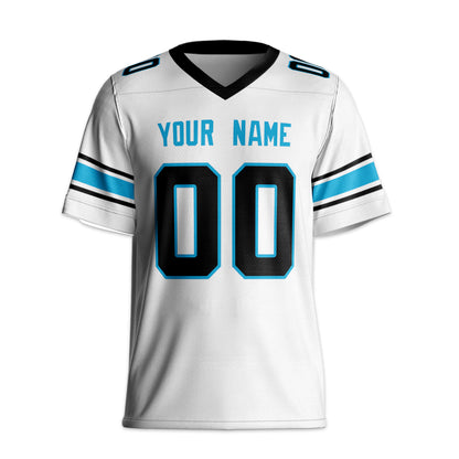 Personalize Football Team Name And Number Basic White Blue Football Jersey