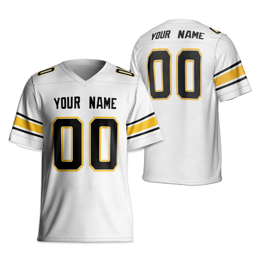 Personalize Football Team Name And Number Basic White Yellow Football Jersey