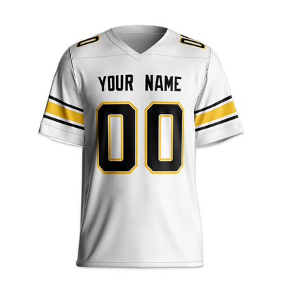 Personalize Football Team Name And Number Basic White Yellow Football Jersey