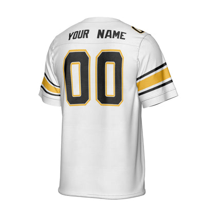 Personalize Football Team Name And Number Basic White Yellow Football Jersey