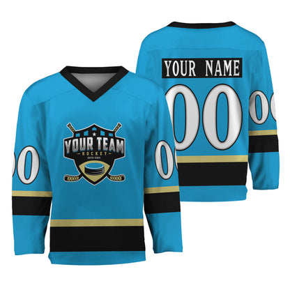 Personalize Hockey Team Name Sport Blue Hockey Jersey