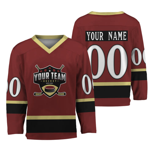 Personalize Hockey Team Name Sport Maroon Hockey Jersey