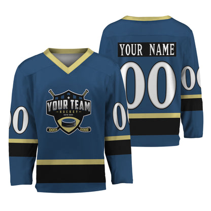 Personalize Hockey Team Name Sport Navy Hockey Jersey