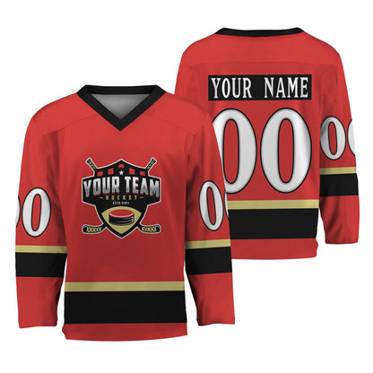 Personalize Hockey Team Name Sport Red Hockey Jersey