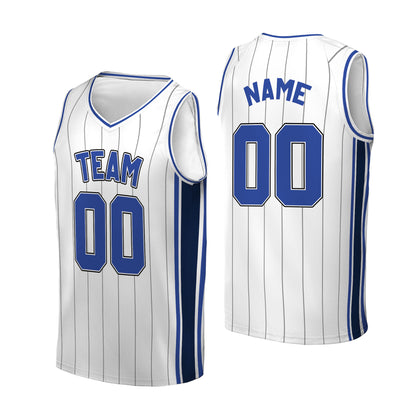 Custom Team Navy Stripe Basketball Jersey