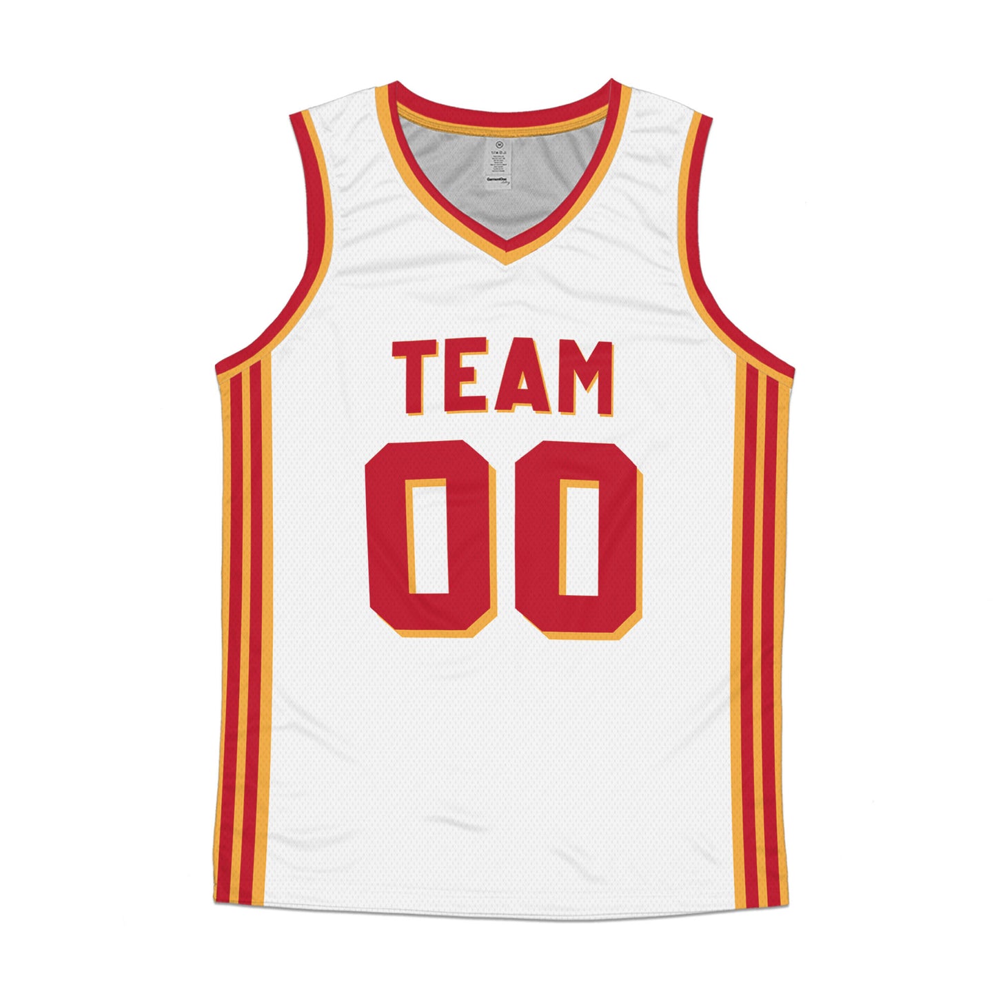 Custom Team White and Red Stripe Basketball Jersey