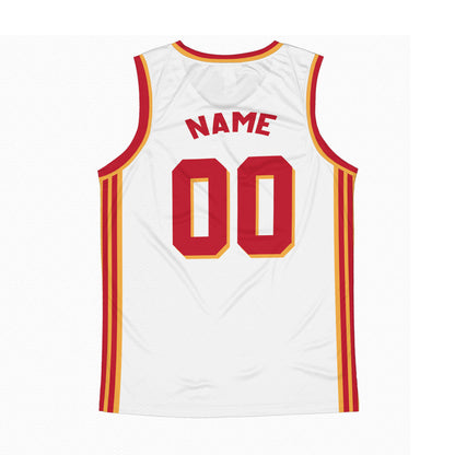Custom Team White and Red Stripe Basketball Jersey