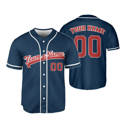 Personalized Name Custom Collection Dark Blue Baseball Jersey