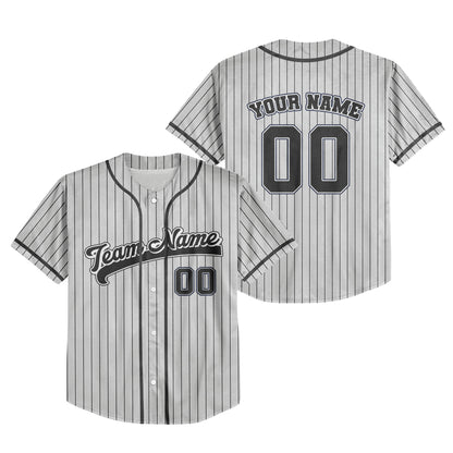 Personalized Name Custom Collection Grey Striped Black Baseball Jersey