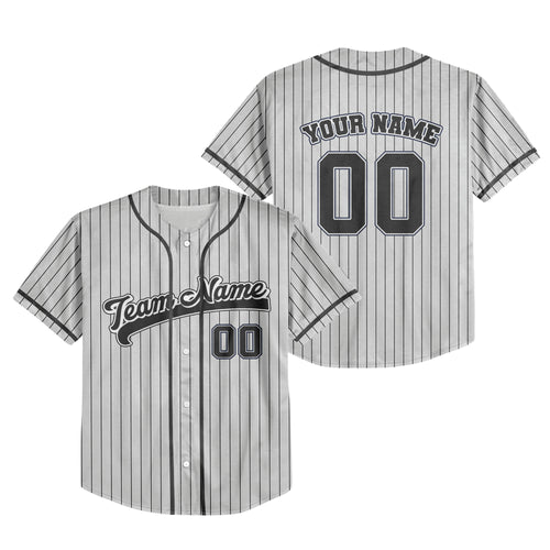 Personalized Name Custom Collection Grey Striped Black Baseball Jersey