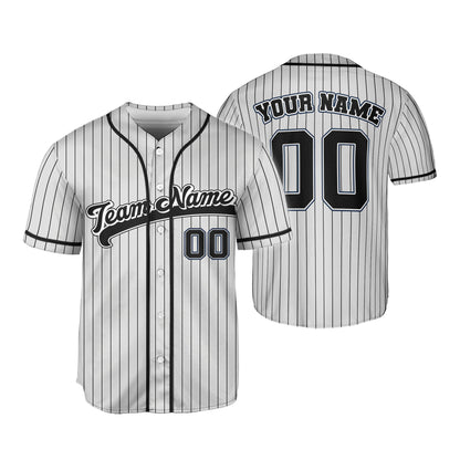 Personalized Name Custom Collection Grey Striped Black Baseball Jersey