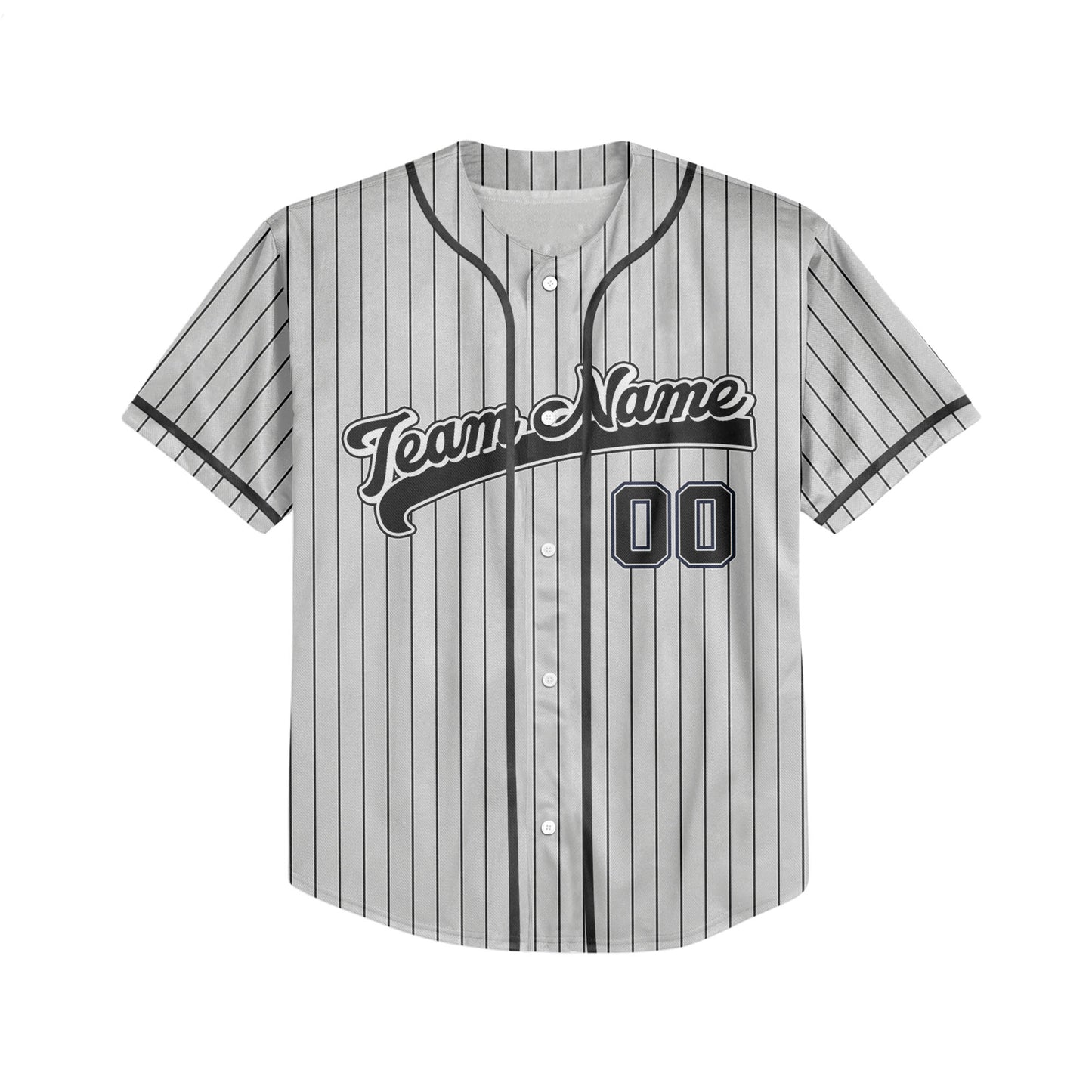 Personalized Name Custom Collection Grey Striped Black Baseball Jersey